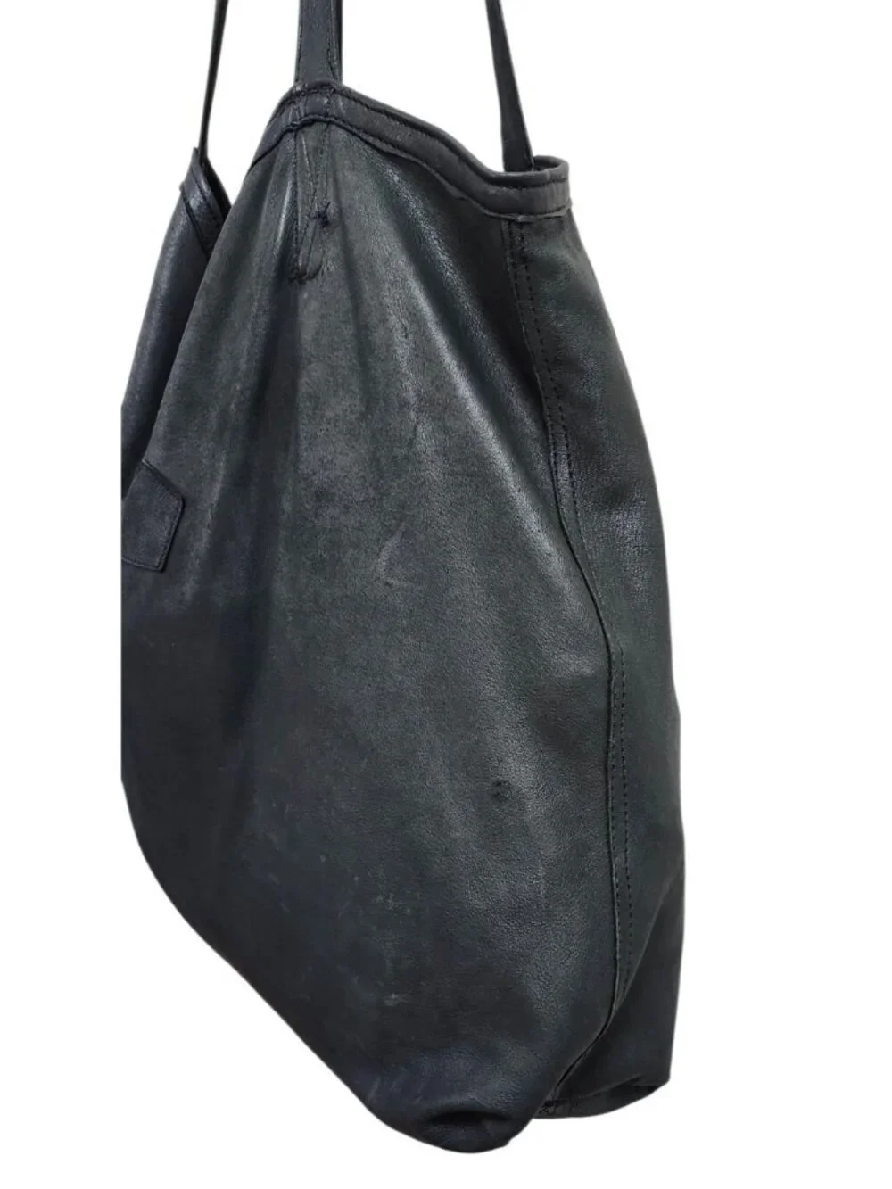 Vintage Orchard M/C Black Leather Oversized Tote Bag Made in USA Carryall